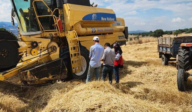Hisarcık'ta biçerdöver kontrolleri sürüyor