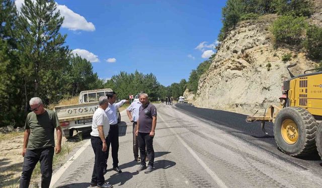 Şaphane Kaymakamı Boztaş asfalt çalışmalarını inceledi