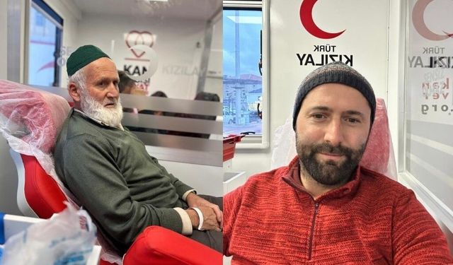 Tavşanlı’da baba oğul kan bağışladı