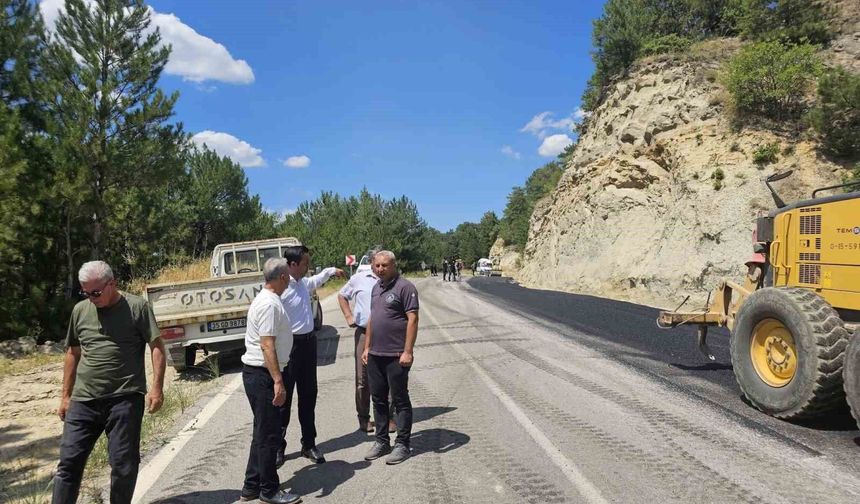 Şaphane Kaymakamı Boztaş asfalt çalışmalarını inceledi