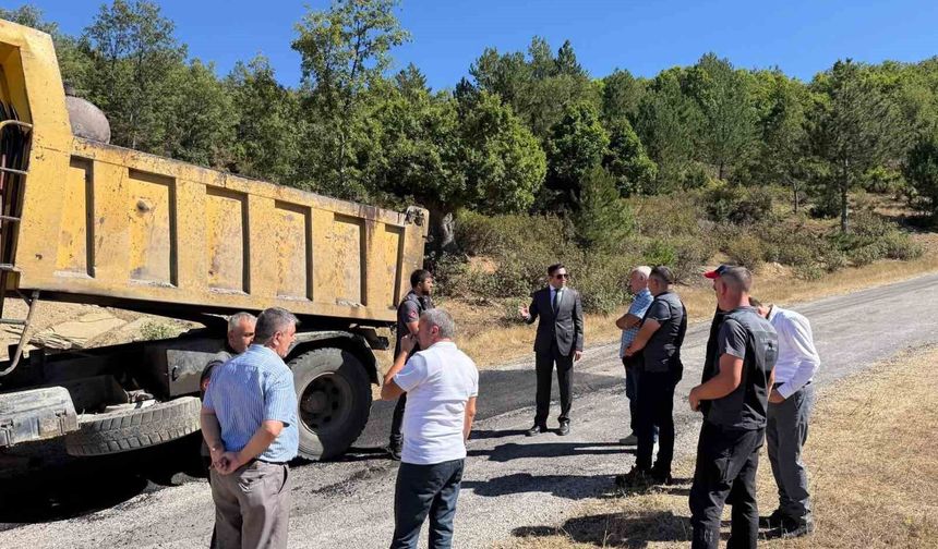 Şaphane'de Değirmendere köyü yolunda bakım ve onarım çalışması